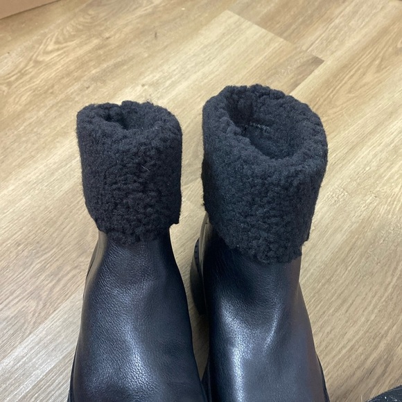 Marc Fisher Vina Black Shearling-Lined Leather Boots - Picture 5 of 9